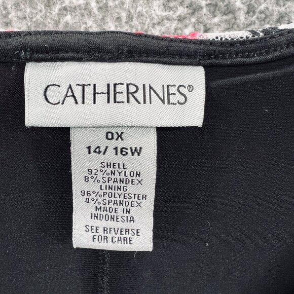 Catherines Womens Top 0X Red‎ Floral Lace Overlay Layered Plus Size Romantic - Picture 6 of 11